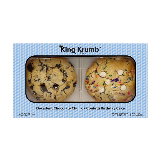 King Krumb Decadent Chocolate Chunk and Confetti Birthday Cake Bakery Cookies, 11Oz, 2 Count, Ready to Eat