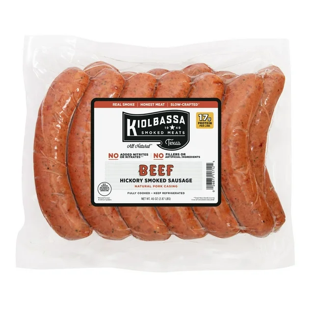 Kiolbassa Beef Sausage 46 oz. (Pork Casing)