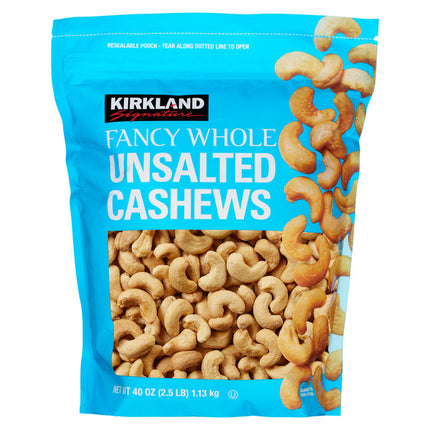 KS Fancy Whole Cashews, Unsalted, 2.5 lbs