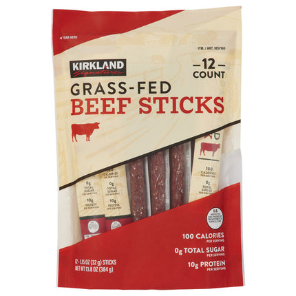 KS Grass-fed Beef Sticks, 1.15 oz, 12-count