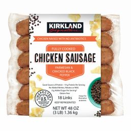 KS Parmesan Black Pepper & Parmesan Chicken Sausage, 3 lbs 18 ct