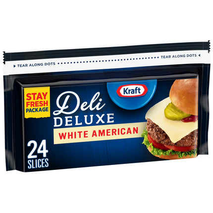 Kraft Deli Deluxe White American Cheese Slices, 24 Ct Bag, Refrigerated