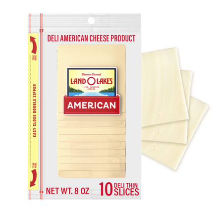 Land O Lakes White Deli American Sliced Cheese, 8oz, 10 Slices