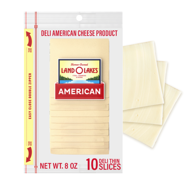 Land O Lakes White Deli American Sliced Cheese, 8oz, 10 Slices
