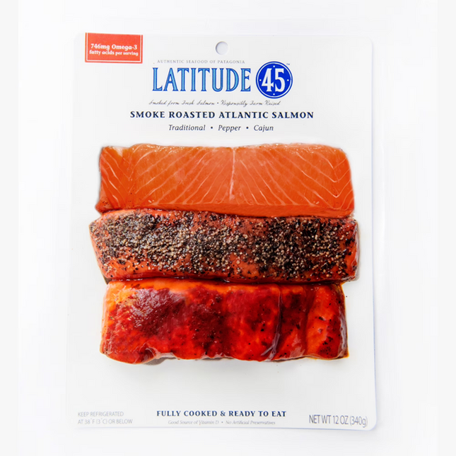 Latitude 45 Smoke Roasted Atlantic Salmon 12oz, Trio Pack