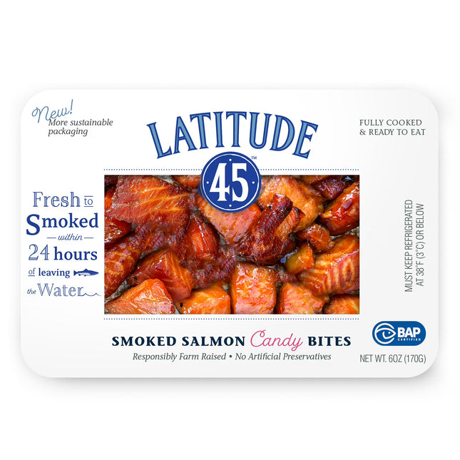 Latitude 45 Smoked  Salmon Bites, Ready to Eat Pack, 6oz