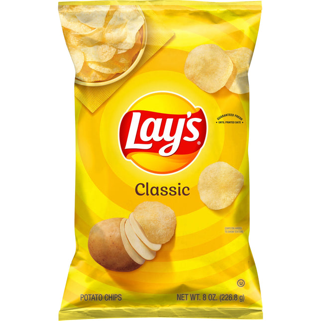 Lay'S Classic Potato Chips, 8 Oz, Plastic Bag