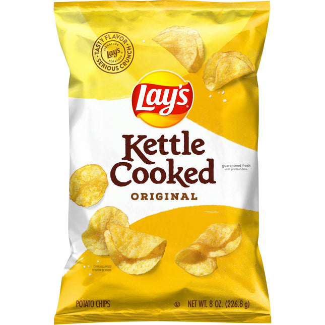 Lay'S Kettle Cooked Original Flavored Potato Chips, 8 Oz Bag
