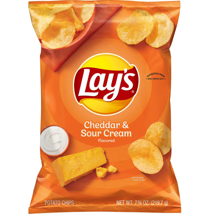 Lay'S Potato Chips, Cheddar & Sour Cream, 7.75 Oz Bag