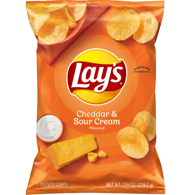 Lay'S Potato Chips, Cheddar & Sour Cream, 7.75 Oz Bag