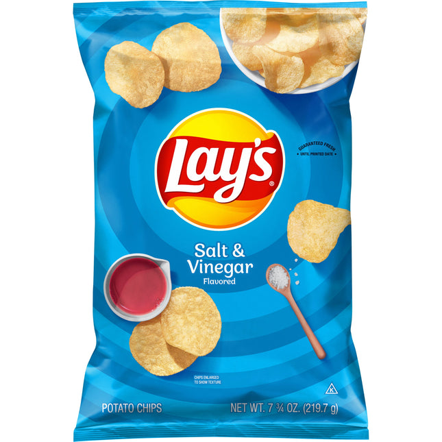Lay'S Potato Chips Salt & Vinegar Snack Chips, 7.75 Ounce Bag