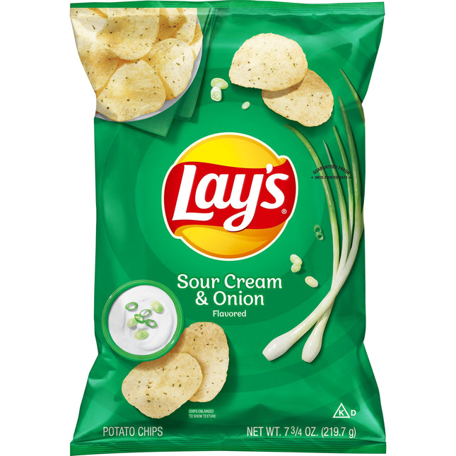 Lay'S Sour Cream & Onion Flavor Potato Chips, 7.75 Oz Bag