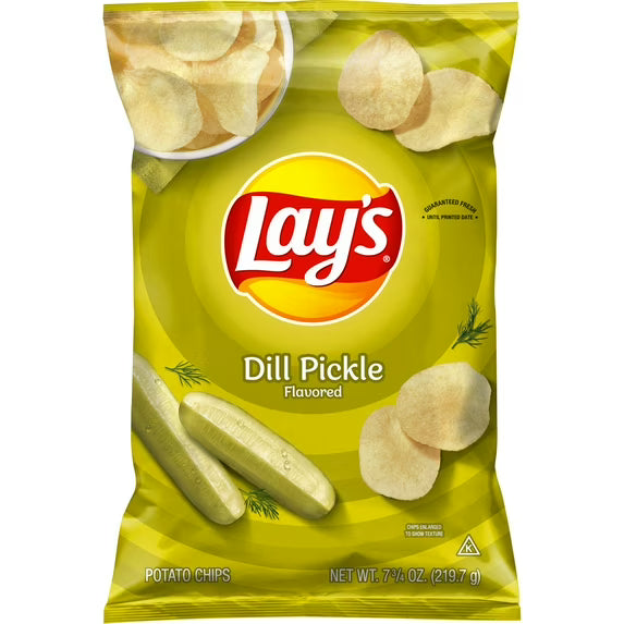 Lay'S Dill Pickle Potato Snack Chips, 7.75 Oz Bag