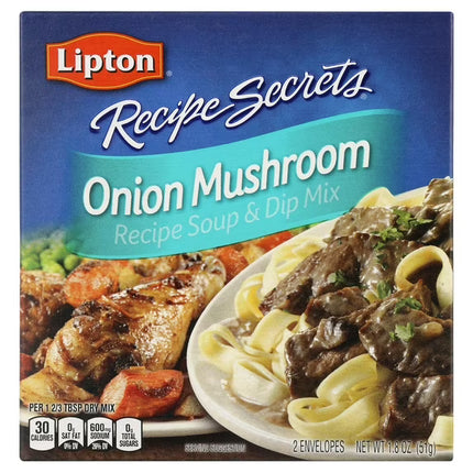 Lipton Recipe Secrets Onion Mushroom Dry Recipe Soup and Dip Mix, 1.8 Oz, 2 Pack