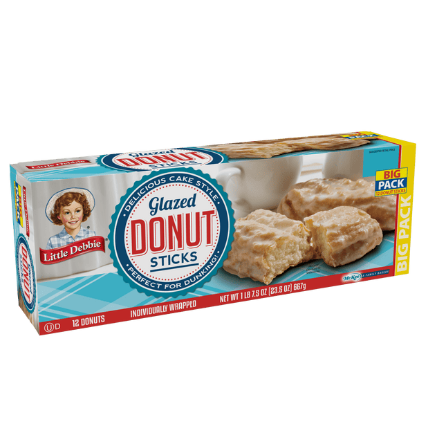 Little Debbie Big Pack Glazed Donut Sticks, 7.5 Oz (12 Count)