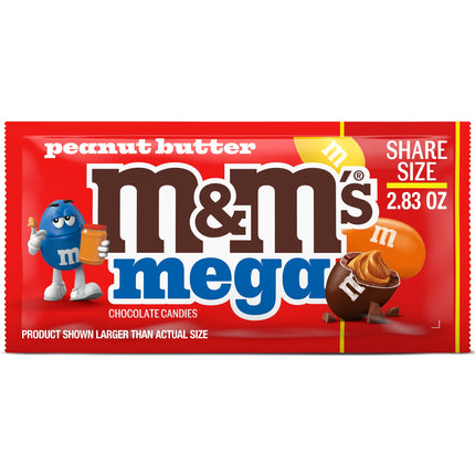 M&M'S Mega Peanut Butter Chocolate Candy, Sharing Size- 8.6 Oz Bag