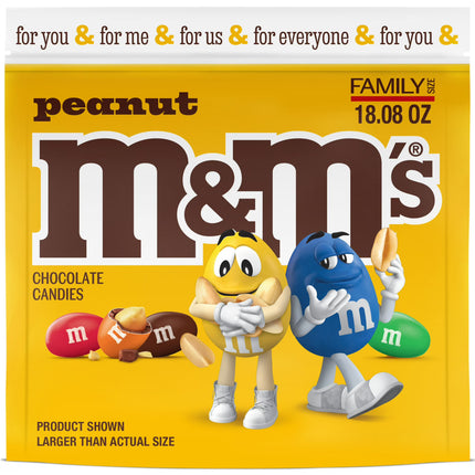 M&M's Peanut Milk Chocolate Candy, Family Size - 18.08 oz