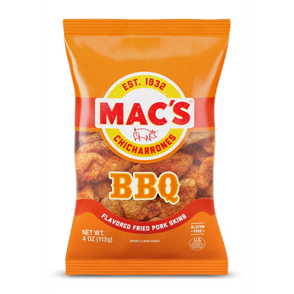 Mac's Bar-B-Q Fried Pork Skins, 4 oz Bag