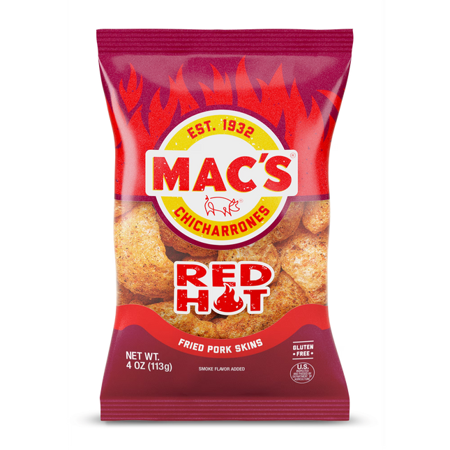 Mac's Hot Fried Pork Skins, 4 oz Bag