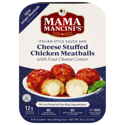 MamaMancini's Cheese Stuffed Chicken Meatballs with Four Cheese Center 24 oz