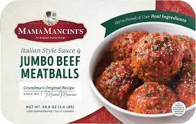 Mama Mancini Jumbo Beef Meatballs With Sauce, 3 lbs.