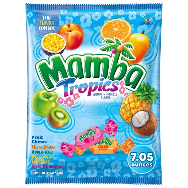 Mamba Tropics Fruit Chews Chewy Candy, 7.05 oz