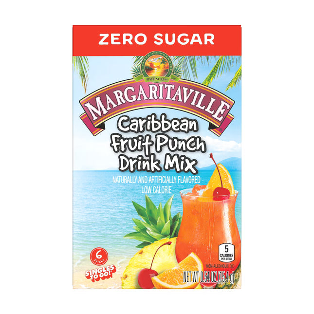 Margaritaville Zero Sugar Caribbean Fruit Punch Drink Mix, 6-pc