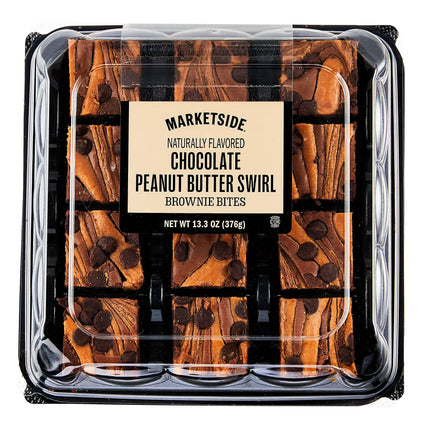 Marketside Bite Sized Chocolate Peanut Butter Swirl Brownies, 13.3 Oz, 12 Count, Shelf-Stable, Baked