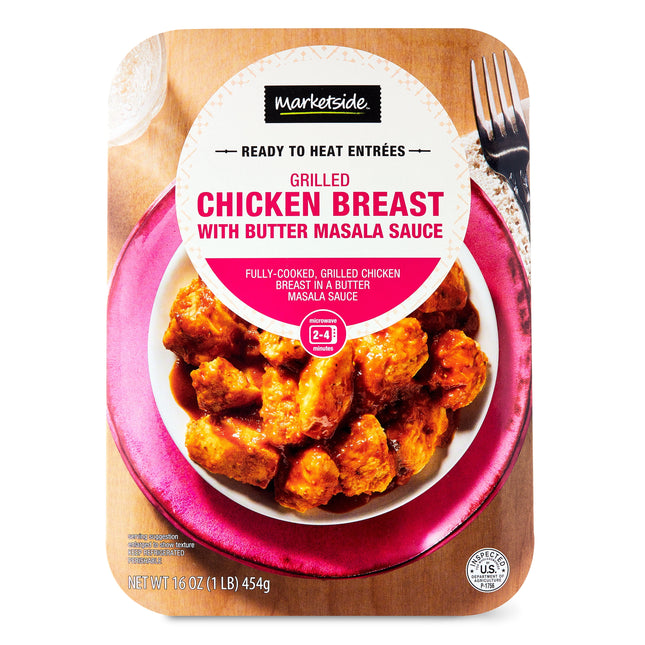 Marketside Ready to Heat Entree Grilled Chicken Breast with Butter Masala Sauce, 16 Oz