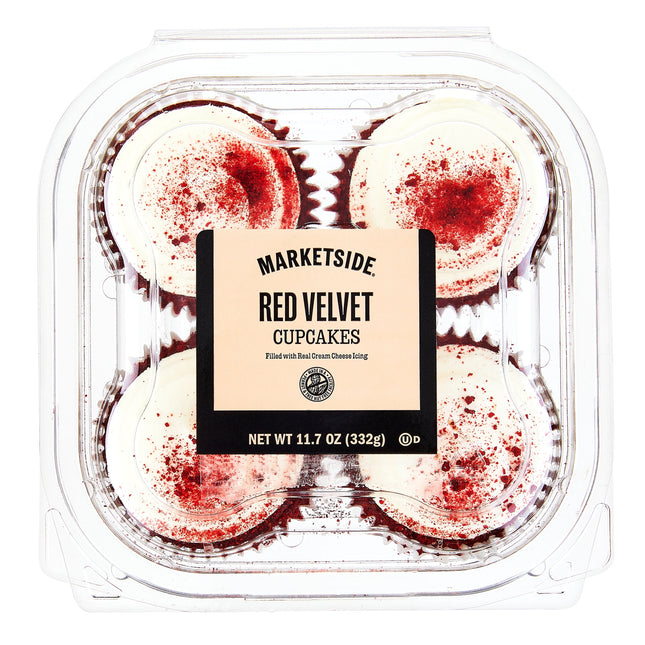 Marketside Red Velvet Cupcakes, 11.7 Oz Tray, 4 Count