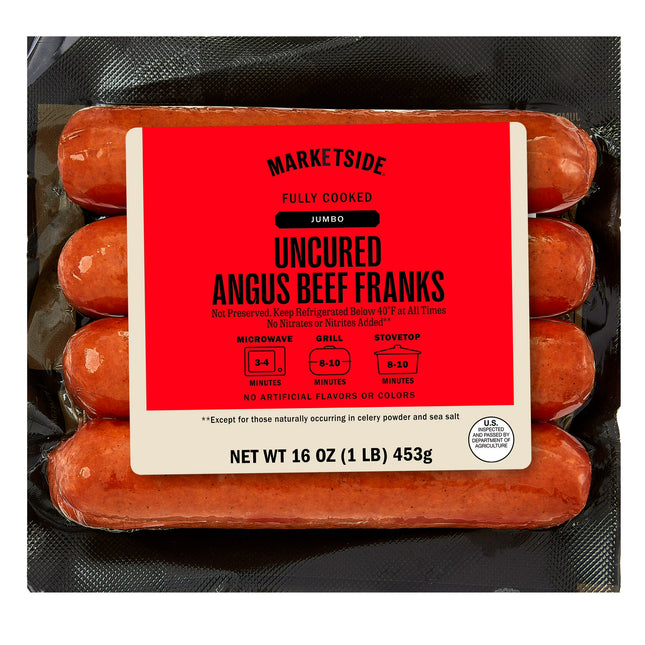 Marketside Fully Cooked Jumbo  Angus Beef Frank 4 Count, 16oz