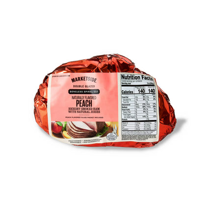 Boneless Spiral-Cut Peach Double Glazed Ham,Pork, 3-4.8 Ibs  Natural Juice
