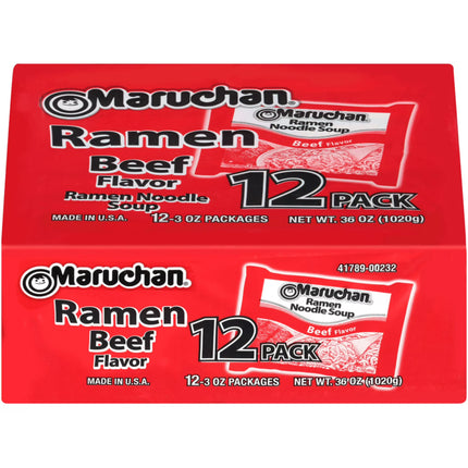 Maruchan Ramen Noodle Beef Flavor Soup, 3 oz, 12 Count,