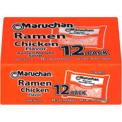 Maruchan Ramen Noodle Chicken Flavor Soup, 3 oz, 12 Count