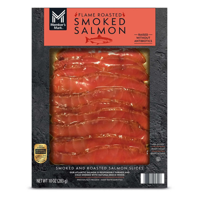 Member's Farm Raised Flame Roasted and Smoked Salmon Slices, 10 oz.