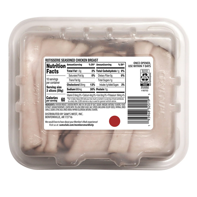 Member's  Rotisserie Seasoned Chicken Breast, Sliced, 1 lb. 6 oz.
