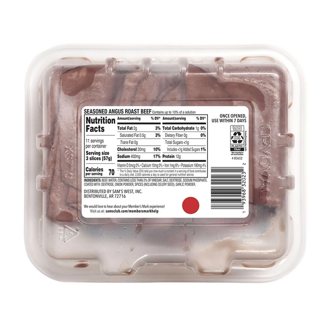 Member's Angus   Seasoned Roast Beef, Sliced, 1 lb. 6 oz.