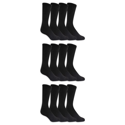 Men's Crew Socks, 12-Pack BLACK