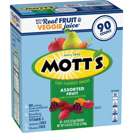 Mott's Assorted Fruit Flavored Snacks, 0.8 oz., 90 pk.