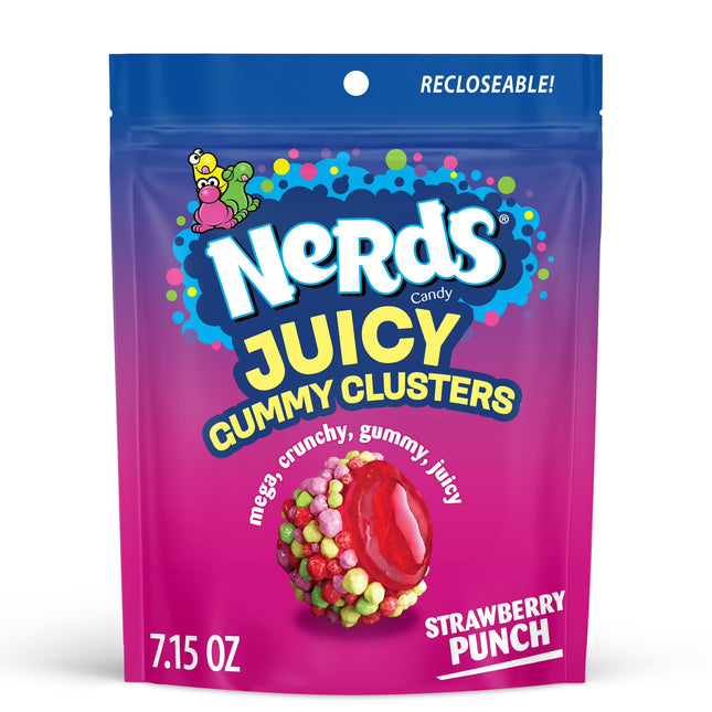NERDS Juicy Gummy Clusters, Strawberry Punch, Juicy and Gummy Candy,, 7.15 oz