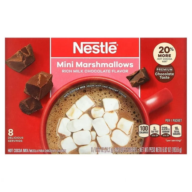 Nestle Hot Cocoa Mix Mini Marshmallows Rich Milk Chocolate 8 Envelopes