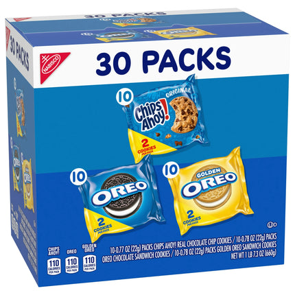 Nabisco Sweet Treats Cookie Variety Pack OREO, OREO Golden & CHIPS AHOY!, 30 Snack Packs