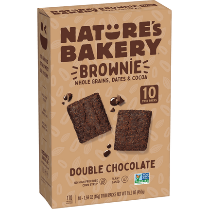 Nature'S Bakery, Double Choc Brownie, Twin Packs, 1.59 Oz, 10 Count