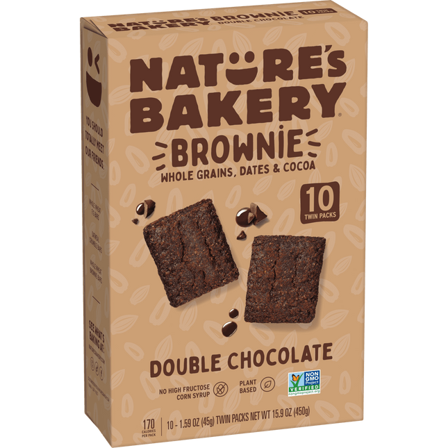 Nature'S Bakery, Double Choc Brownie, Twin Packs, 1.59 Oz, 10 Count