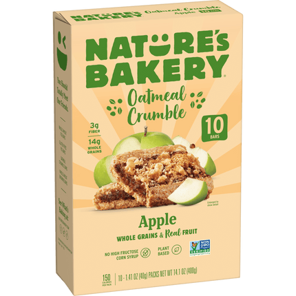 Nature'S Bakery, Oatmeal Crumble, Apple, 10 Breakfast Snack Bars, 1.41 Oz