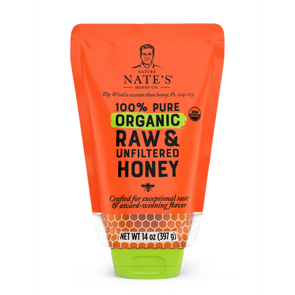 Nature Nate'S Organic Honey: 100% Pure, Raw, and Unfiltered Honey Pouch, 14 Fl Oz Gluten-Free
