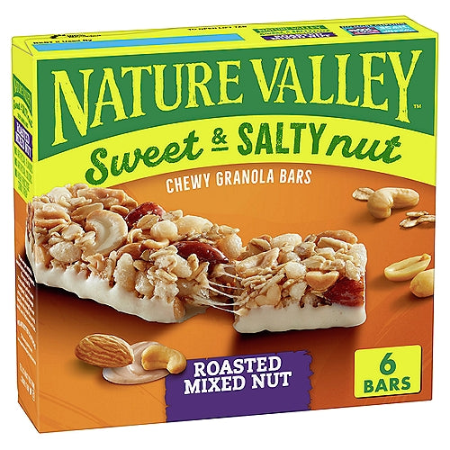 Nature Valley Roasted Mixed Nut Sweet & Salty Nut Chewy Granola Bars, 1.2 oz, 6 count