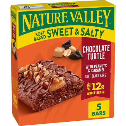 Nature Valley Soft Baked Sweet and Salty Bars, Chocolate Turtle, 5 Bars, 6.2 Oz