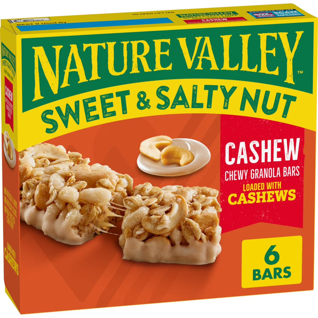 Nature Valley Sweet and Salty Nut Granola Bars, Cashew, 6 Bars, 7.2 Oz