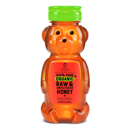 Nature Nate's Organic Honey: 100% Pure, Raw & Unfiltered Honey - 12 fl oz Gluten-Free Honey